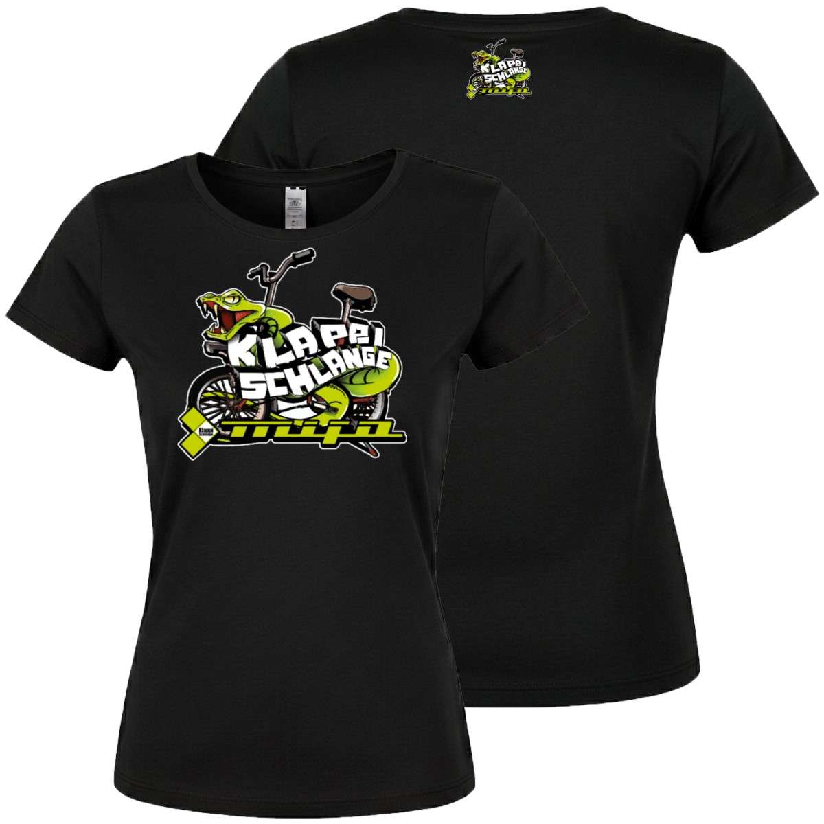 Klappischlange Damen Shirt Front Print Schwarz