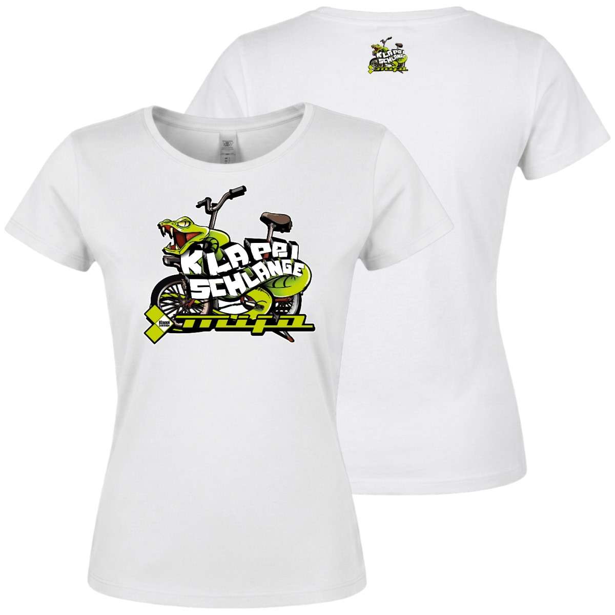 Klappischlange Damen Shirt Front Print Weiß